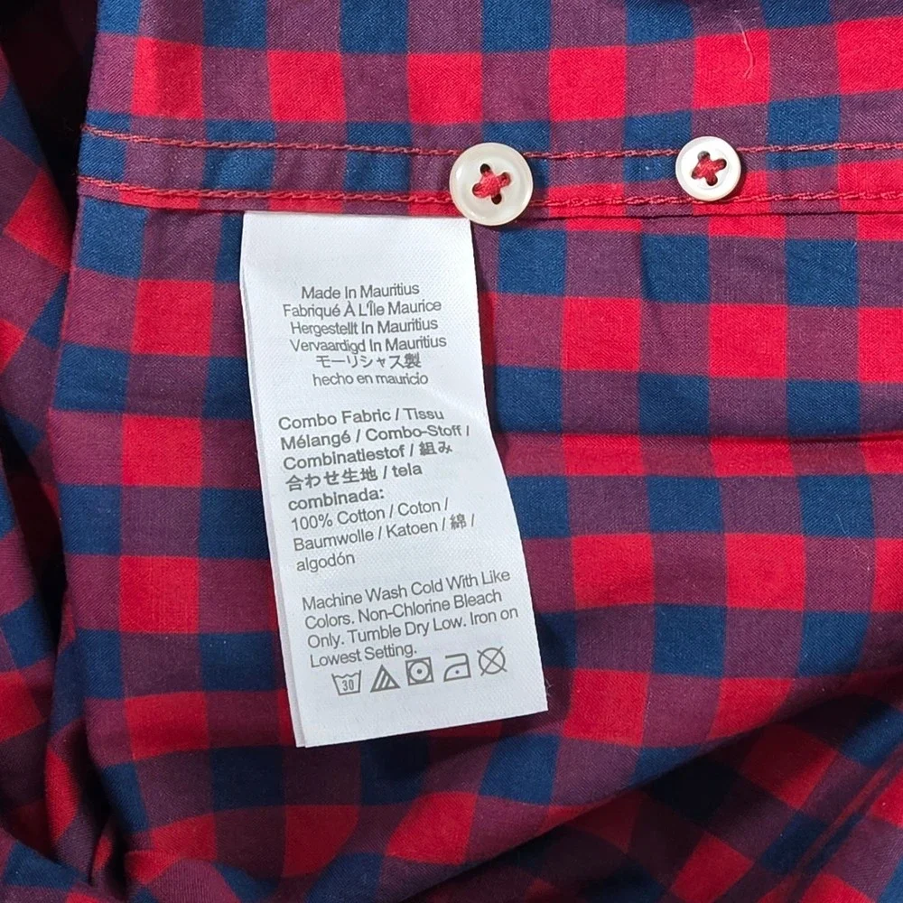 J. Crew Slim Secret Wash cotton poplin shirt L Bleecker‎ Gingham Navy Red NIB